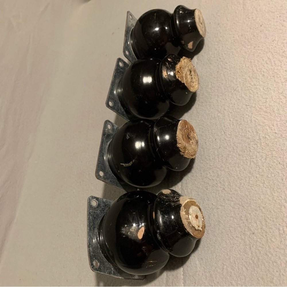 4 Round Wood Furniture Leg Risers 4” Tall screw on Black - Picture 2 of 6